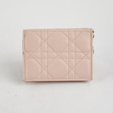 Christian Dior Cannage Card Holder Pink Lambskin